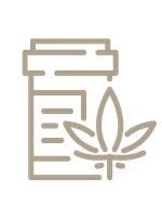 Icon eines Behälters mit einem Cannabisblatt davor