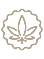 Icon eines Cannabisblattes mit einem Kreis drum